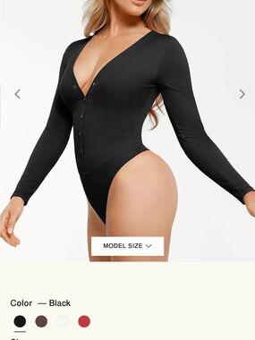Black Long-Sleeve V-Neck Snap-Front Bodysuit